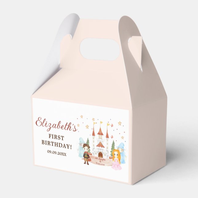 Caja Para Regalos Princesas y caballeros rosados Chica Cumpleaños (Reverso)