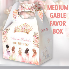 Caja Para Regalos Princess Crown Oro Rosa Floral Birday Medium