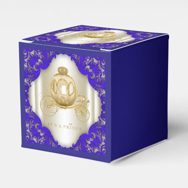 Caja Para Regalos Príncipe azul y dorado (Costado Anverso)