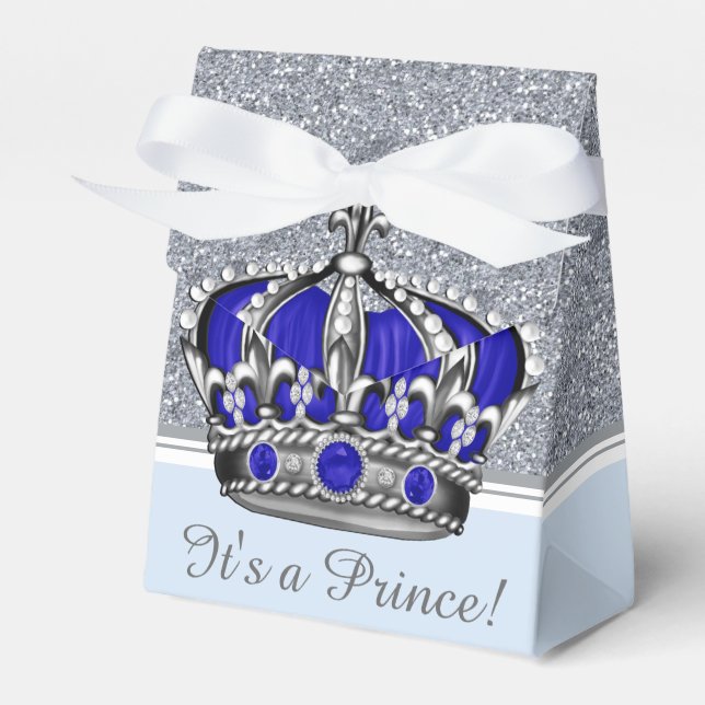 Caja Para Regalos Príncipe de la Corona Azul niño Baby Shower (Front Side)