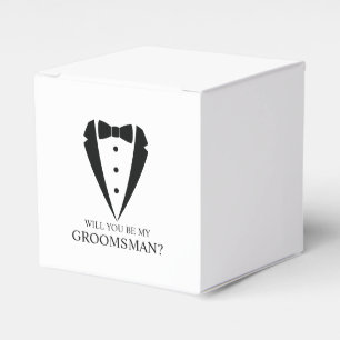 Caja Para Regalos Propuesta de Black Tuxedo Suit Groomsman