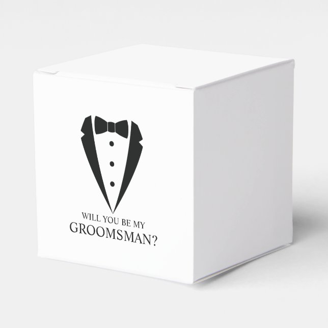 Caja Para Regalos Propuesta de Black Tuxedo Suit Groomsman (Costado Anverso)