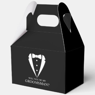 Caja Para Regalos Propuesta de Black Tuxedo Suit Groomsman