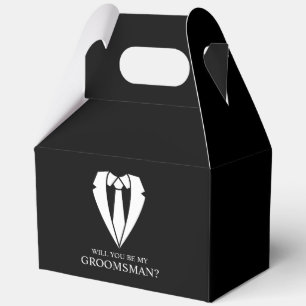 Caja Para Regalos Propuesta de Demanda de Boda negro y tie Groomsman