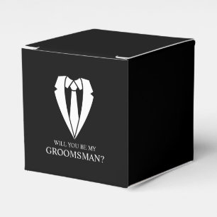 Caja Para Regalos Propuesta de Demanda de Boda negro y tie Groomsman