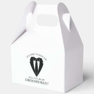 Caja Para Regalos Propuesta de Demanda de Boda negro y tie Groomsman