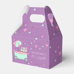 Caja Para Regalos Puesto de Helado Confeti Purpura Fiesta de Cumplea