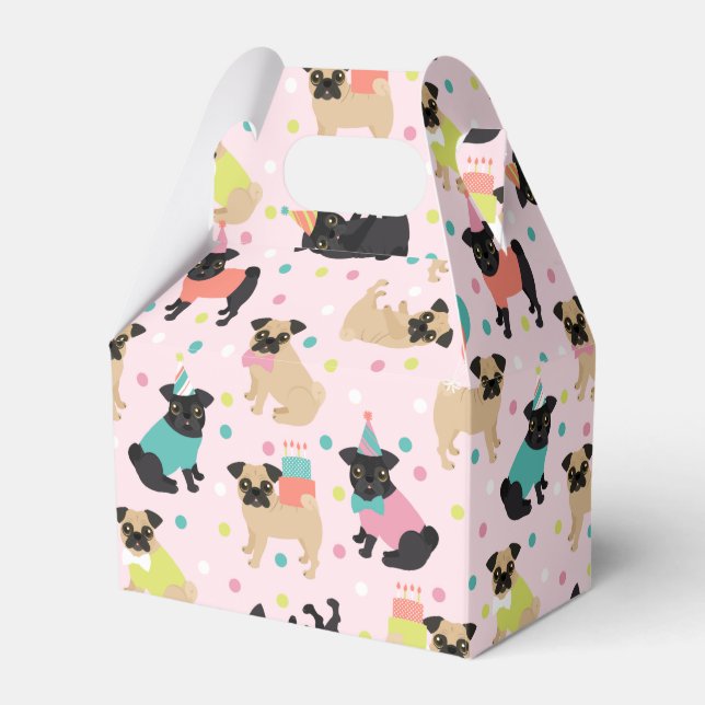 Caja Para Regalos Pug Party Favor Box (Front Side)