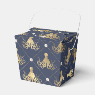 Caja Para Regalos Pulpito azul y dorado náutico vintage
