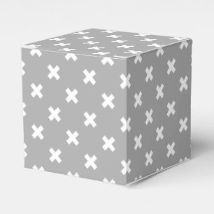 Caja Para Regalos Puntadas cruzadas blancas en gris