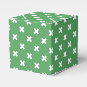 Caja Para Regalos Puntadas cruzadas blancas en verde