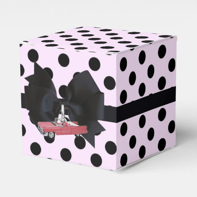 Caja Para Regalos Punto de polka retro rosado (Costado Anverso)