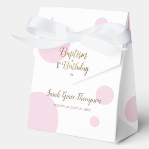 Caja Para Regalos Punto polka rosa Bautizo y 1er Cumpleaños Personal