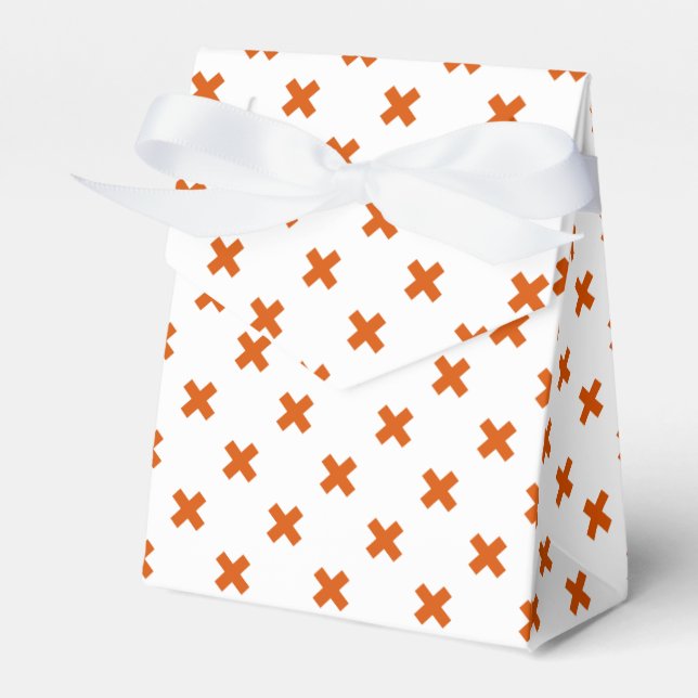 Caja Para Regalos puntos cruzados naranjas sobre blanco (Front Side)