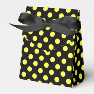 Caja Para Regalos Puntos de polka amarillos sobre fondo negro