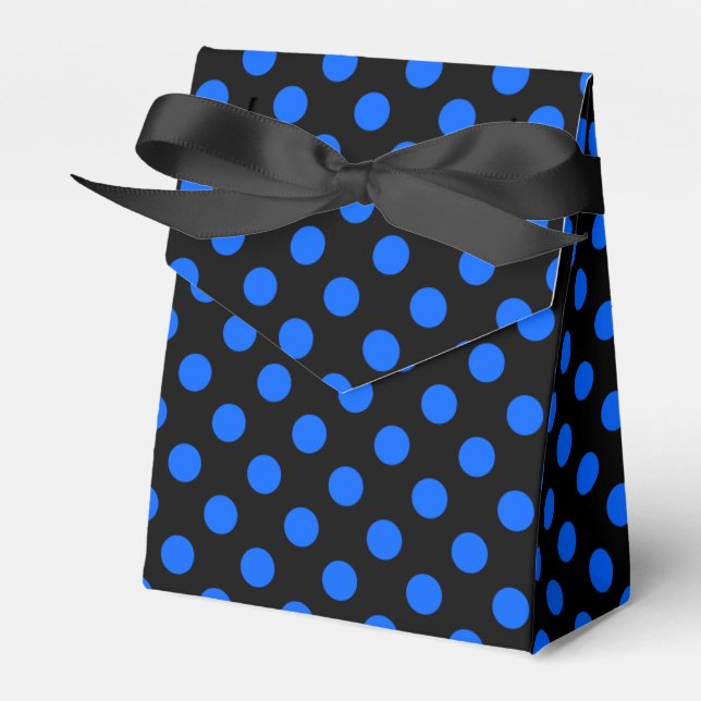 Caja Para Regalos Puntos de polka azul y negro (Front Side)