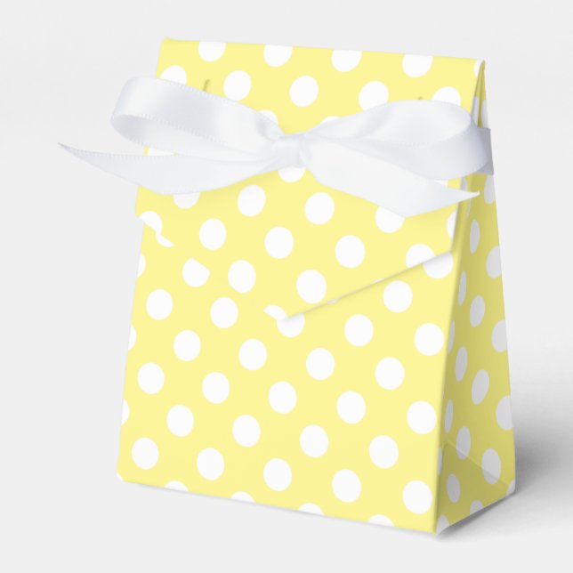 Caja Para Regalos Puntos de polka blanco sobre amarillo limón (Front Side)