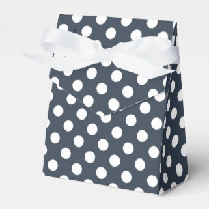 Caja Para Regalos Puntos de polka blanco sobre gris azul