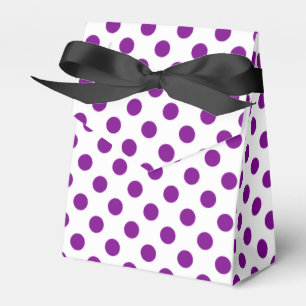 Caja Para Regalos Puntos de polka morado y blanco