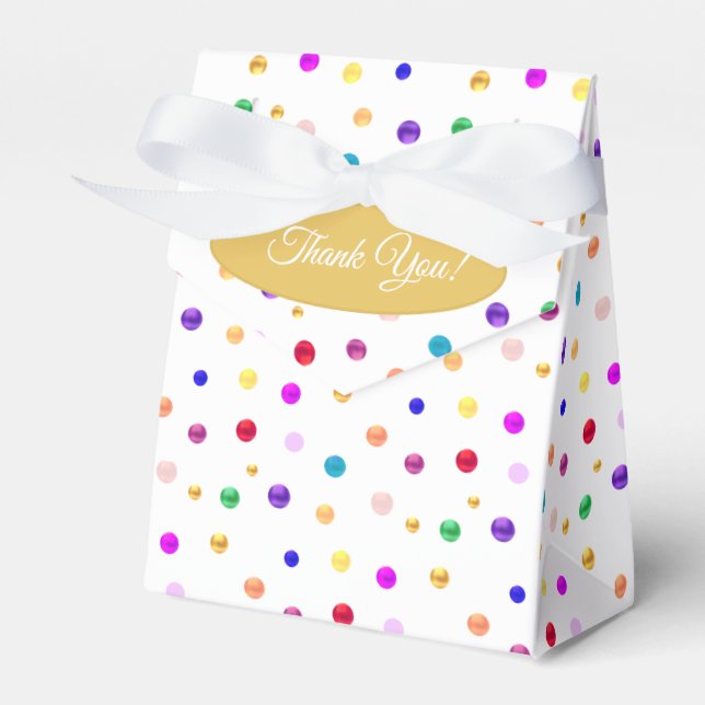 Caja Para Regalos Puntos de Polka Multicoloreados Gracias (Front Side)