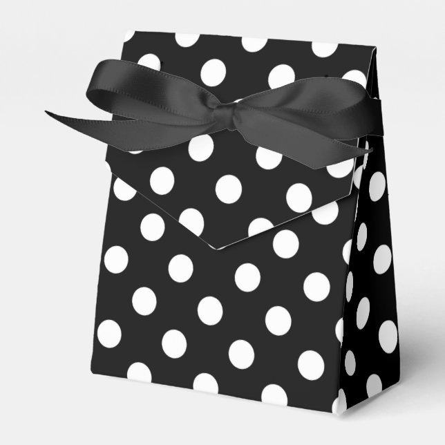 Caja Para Regalos Puntos de polka negros y blancos (Front Side)