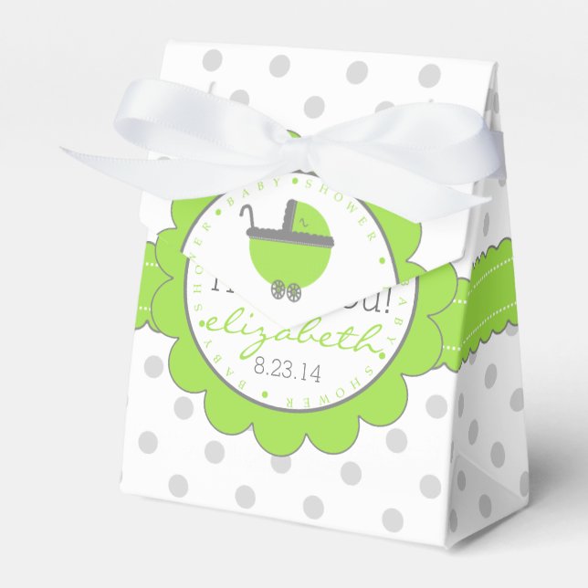 Caja Para Regalos Puntos de Polka Verde y Gris Lime-Baby Shower (Front Side)