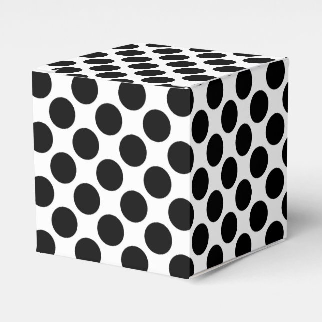 Caja Para Regalos Puntos retro grandes - blanco y negro (Costado Anverso)