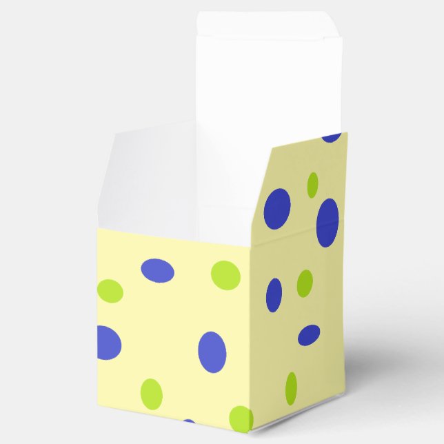 Caja Para Regalos Puntos verdes y azules sobre amarillo (Abierto)