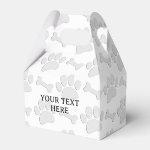 Caja Para Regalos Puppy Paw Impresiones y Huesos Personalizado Texto