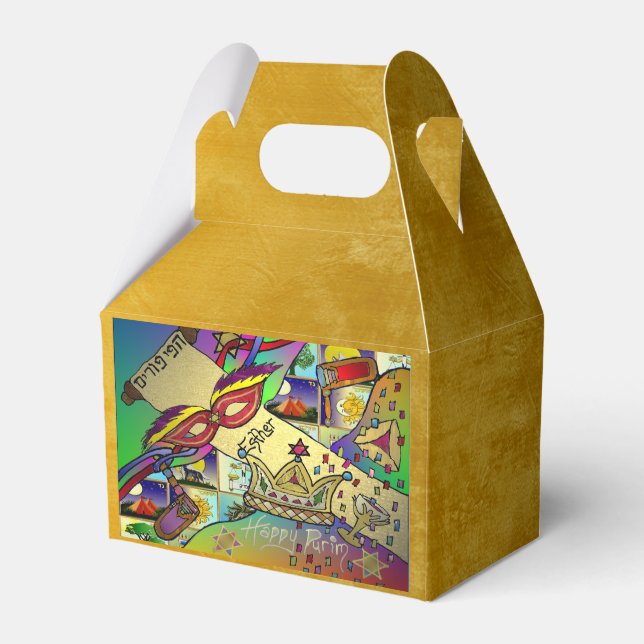 Caja Para Regalos Purim Esther Celebración Arte ligero Imprimir (Front Side)
