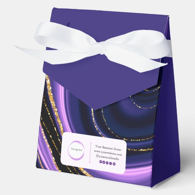Caja Para Regalos Purple Black Gold Marble Small Business (Anverso)