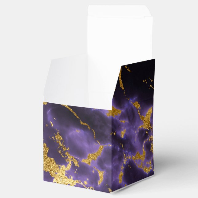 Caja Para Regalos Purple Black Marble Faux Gold Patrón Purpurina (Abierto)