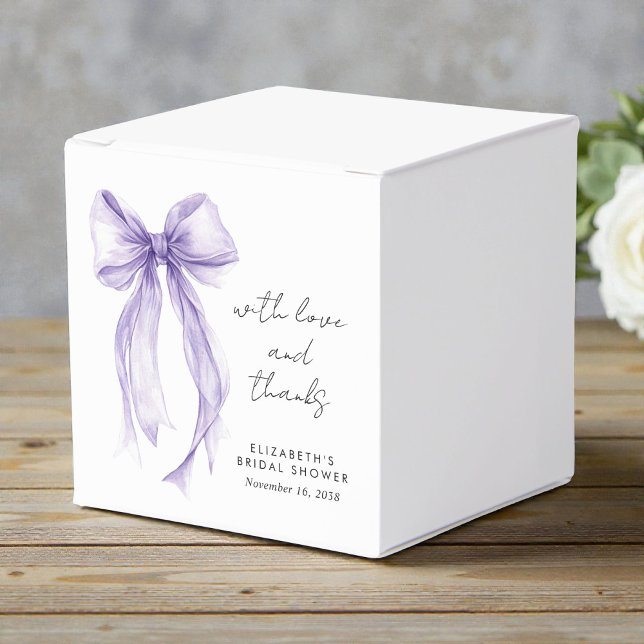 Caja Para Regalos Purple Coquette Bow Watercolor Bridal Shower (Purple Coquette Bow Watercolor Bridal Shower Favor Boxes)