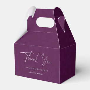 Caja Para Regalos Purple Damask simple Boda de caligrafía elegante s