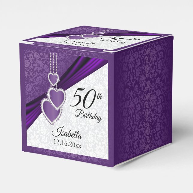 Caja Para Regalos Purple Floral Birthday Design (Costado Anverso)
