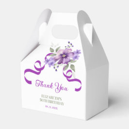 Caja Para Regalos Purple Flower Greenery Ribbon Birthday Thank You