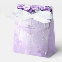 Caja Para Regalos Purple Flowers with Dangling Pearls Favor Box