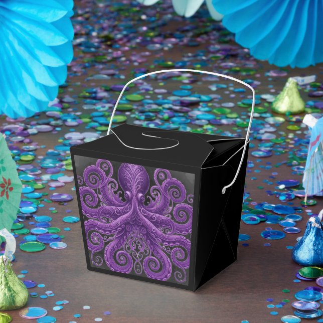 Caja Para Regalos Purple Octopus Victorian Steampunk Kraken  (Fiesta)