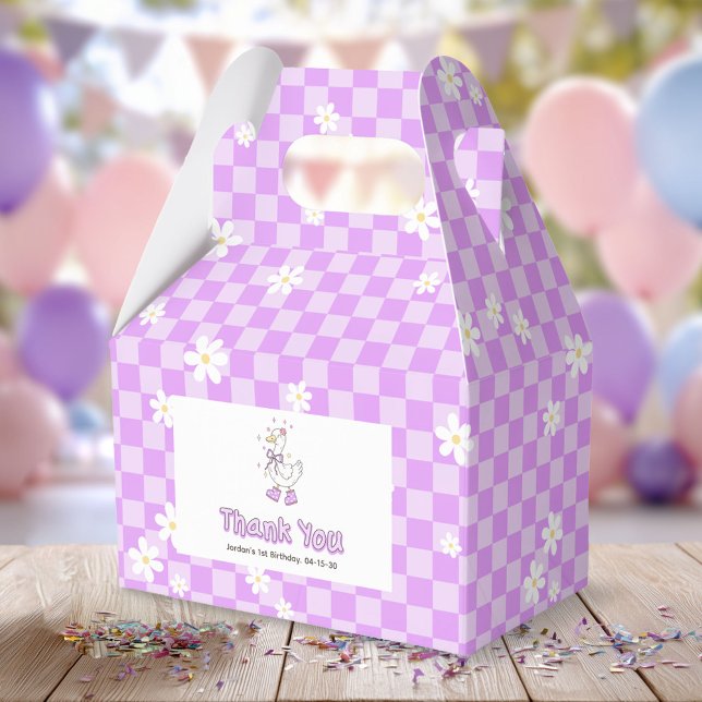 Caja Para Regalos Purple One Silly Goose - Girl First Birthday  (Purple One Silly Goose. Girl First Birthday Favor boxes.)
