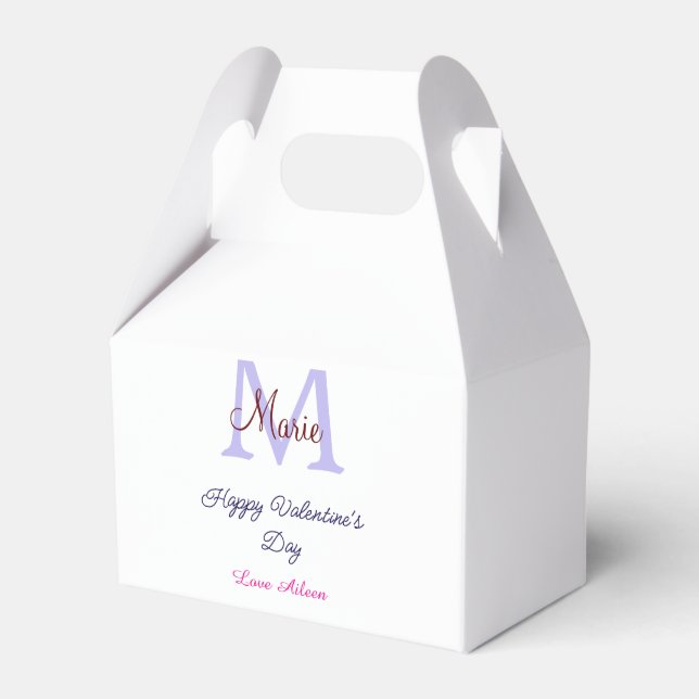 Caja Para Regalos Purple pastel happy Valentine's day pink monogram  (Front Side)