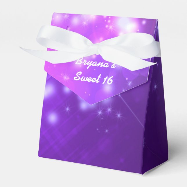 Caja Para Regalos Purple Sparkle Glam Club Vibe Party Favbox (Front Side)