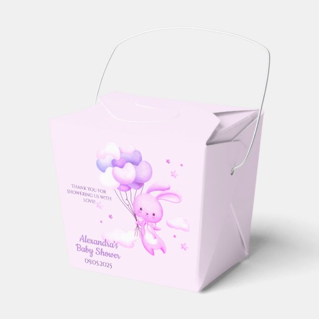 Caja Para Regalos Purple Woodland Bunny Baby Shower (Front Side)