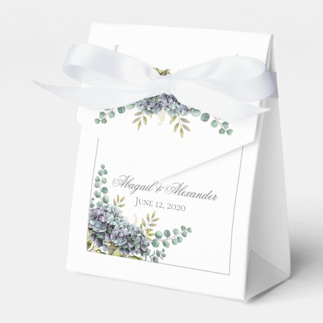 Caja Para Regalos Purplish Hydrangeas Eucalyptus Favor Box (Front Side)