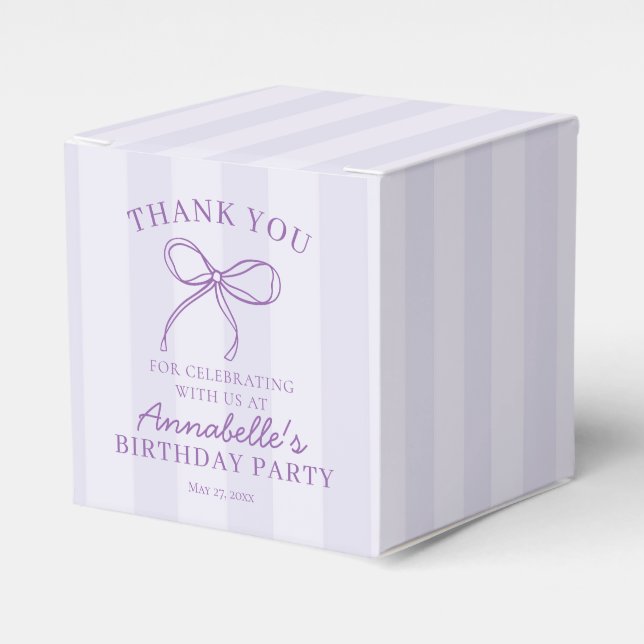 Caja Para Regalos Púrpura Coquette Bow Pastel Lavender Cumpleaños (Costado Anverso)