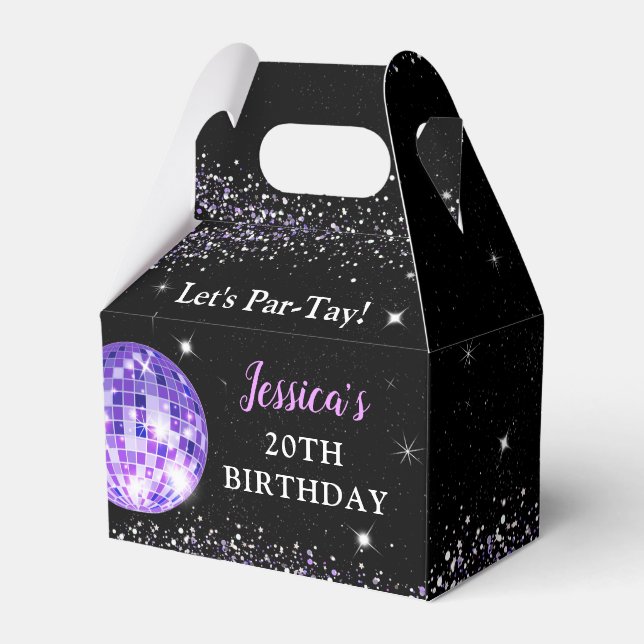 Caja Para Regalos Púrpura En Su Fiesta De La Era De Cumpleaños (Front Side)