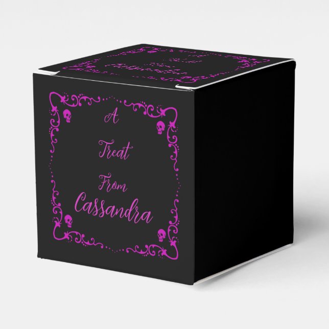 Caja Para Regalos Púrpura envenenada de Halloween personalizada (Costado Anverso)