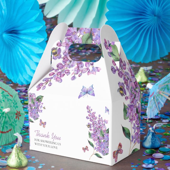 Caja Para Regalos Púrpura Floral mariposa ducha de bebé (Fiesta)