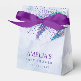 Caja Para Regalos Púrpura Purpurina rosa Mermaid Tail Baby Shower