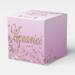 Caja Para Regalos Purpurina Aquarius y Rosa Purpurina de oro Cumplea