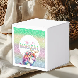 Caja Para Regalos Purpurina arco iris unicornio mágico